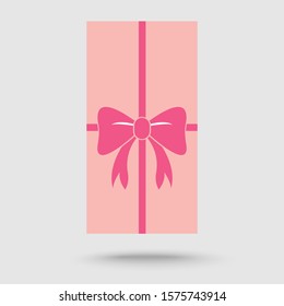 top view of gift box with pink bow,flat design on white background,gift box for business and design. Design elements