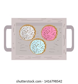 Top View Of A Glazed Cookies On A Tray - Vector