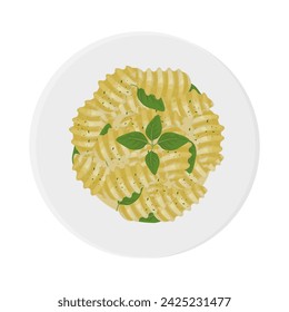 Oben Ansicht Gnocchi Pesto Vektor Illustration Logo