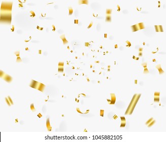 top view gold confetti falling 