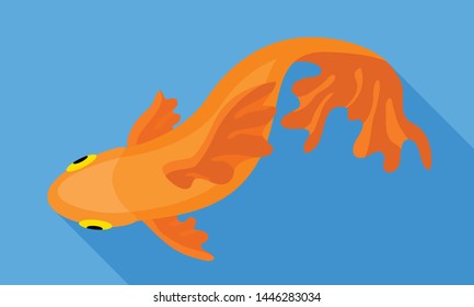 Top view gold fish icon. Flat illustration of top view gold fish vector icon for web design