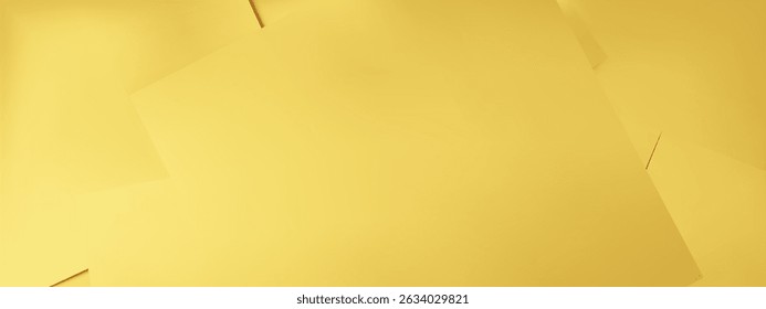 Top view of gold paper sheet background.A lot of gold papers are stacked together. 3D vector illustration.