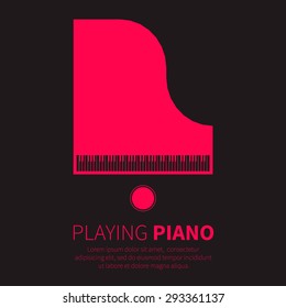 Top View Grand Piano And Chair. Music Instrument. Vector Illustration