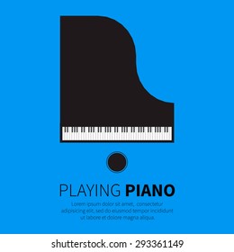 Top view Grand piano and chair. Music instrument. Vector illustration