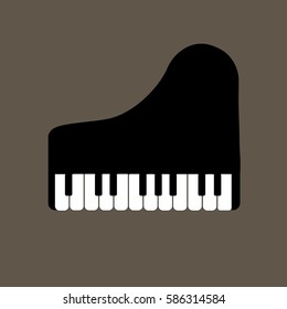 Top view Grand piano and chair. Music instrument. Vector illustration