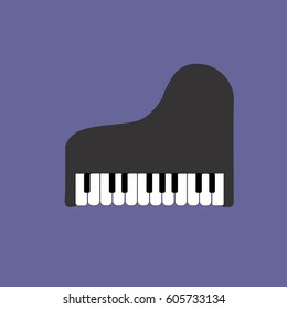 Top view Grand piano and chair. Music instrument. Vector illustration