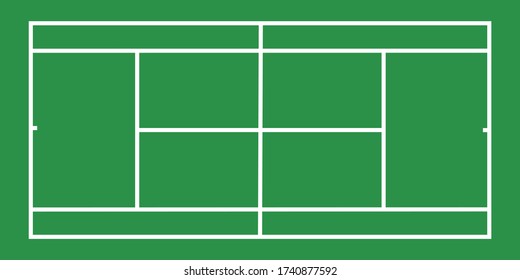 Top view of green  tennis court - Vector and illustration.