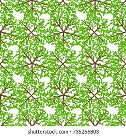 Top view green tree seamless pattern - nature background. Vector illustration