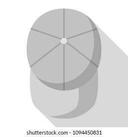 Top view of grey baseball cap icon. Flat illustration of top view of grey baseball cap vector icon for web design