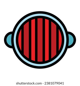 Top view grill icon outline vector. Bbq party. Steak food color flat