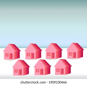 Vista superior de grupo de casas, vectores de espacio de copia inmobiliaria, plantilla de inversión de negocios inmobiliarios