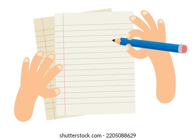 Top View Of Hand Writing On Paper