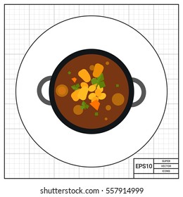 Top view of harira soup vector icon