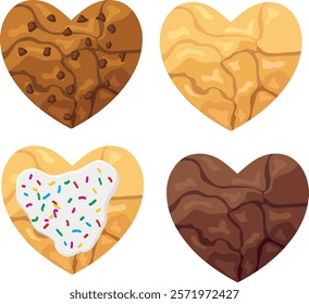 Top view of heart shaped cookie, heart cookie top view.