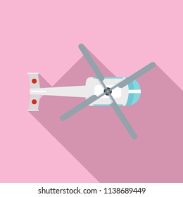 Top view helicopter icon. Flat illustration of top view helicopter vector icon for web design