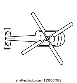Top view helicopter icon. Outline top view helicopter vector icon for web design isolated on white background