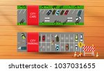Top view horizontal banners with car parking