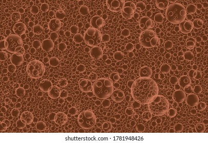 Top view of hot chocolate, cocoa or coffee cappuccino milk foam background. Brown air bubble. Vector illustration.