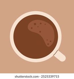 Vista superior del café caliente en una taza - Ilustración vectorial