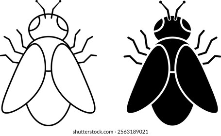 top view Housefly icon set