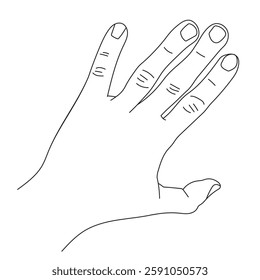 Top view of a human hand with open fingers