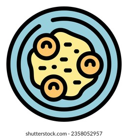 Top view hummus icon outline vector. Tahini day. Olive vegetable color flat