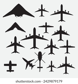 Top View Icon Airplane collection