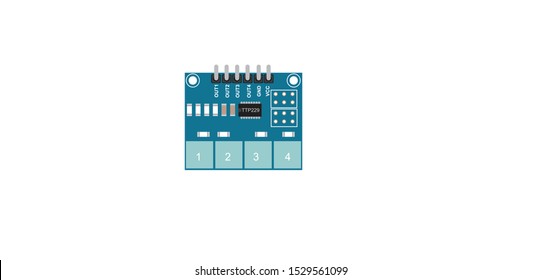 top view illustration of capacitive type 4x1 touch pad for arduino