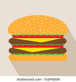 Top view illustration of cheesburger on a white background