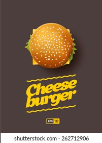 Top view illustration of cheeseburger