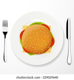 Top view illustration of cheeseburger