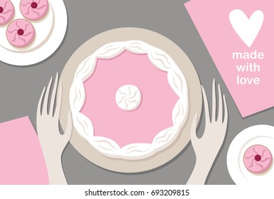 Top view illustration of the confectionery table