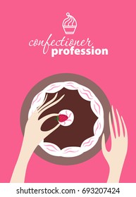 Top view illustration of the decorating cake