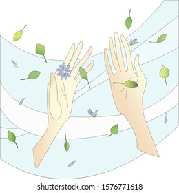 top view illustration of a hand with the wind