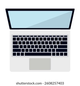 Top View Illustration of an Open Laptop with Keyboard and Screen Vector Illustration Image