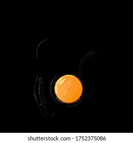 Top view image of broken egg on black background