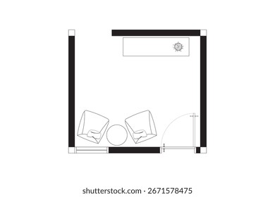 Top View Interior Layout of a Foyer or Sitting Area. 5
