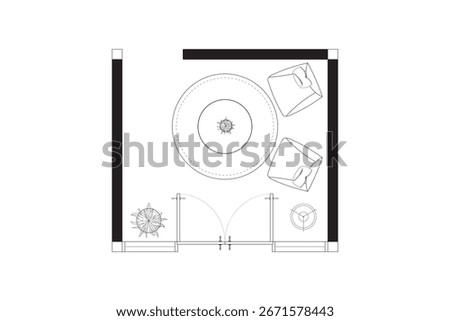 Top View Interior Layout of a Foyer or Sitting Area. 3