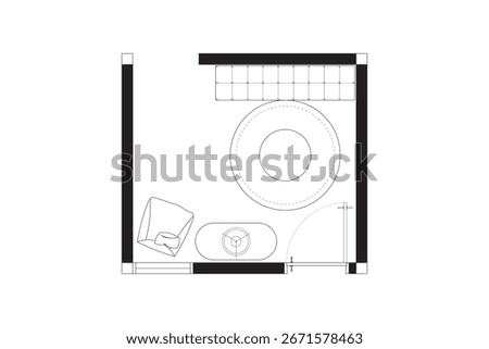 Top View Interior Layout of a Foyer or Sitting Area. 6