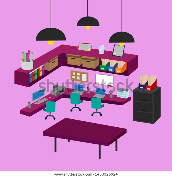 Top View Interior\
Office Space - Vector