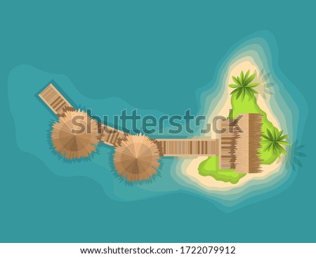 Top view island. View from a height on a tropical