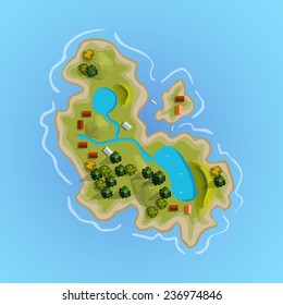 Top view island sprite. Vector game design for app