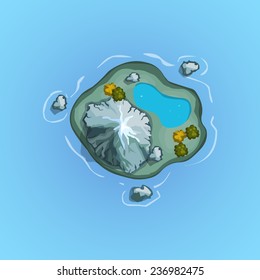 Top view island sprite. Vector game design for app
