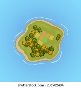 Top view island sprite. Vector game design for app