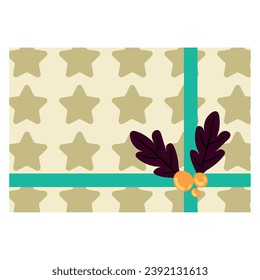 Top view of an isolated christmas present Vector illustration