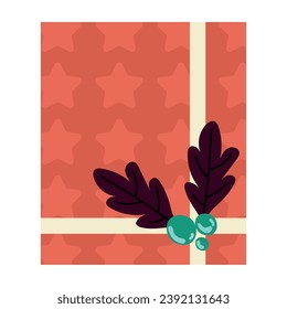 Top view of an isolated christmas present Vector illustration