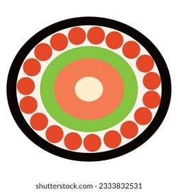Vista superior de un vector aislado de sushi
