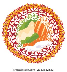 Top view of an isolated sushi Vector