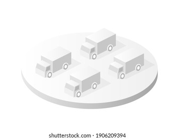 Icono blanco isométrico de la vista superior de los coches urbanos