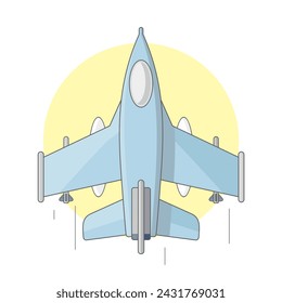 Top view jet fighter cartoon image illustration vector